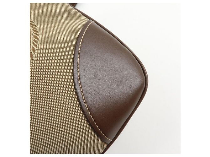 Borsa a tracolla e a spalla PRADA in tela jacquard e pelle Beige Brown - vista 16