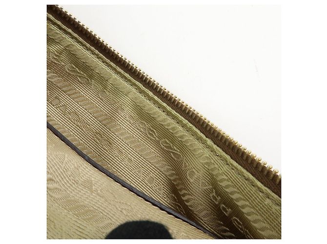 Borsa a tracolla e a spalla PRADA in tela jacquard e pelle Beige Brown - vista 19