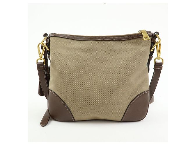 Borsa a tracolla e a spalla PRADA in tela jacquard e pelle Beige Brown - vista 2