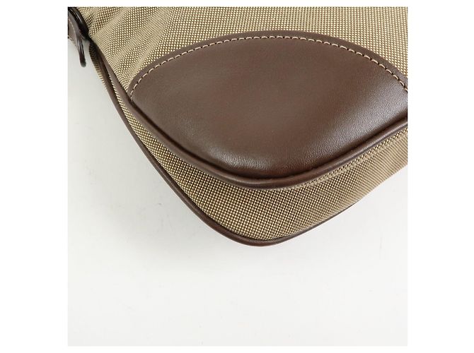 Borsa a tracolla e a spalla PRADA in tela jacquard e pelle Beige Brown - vista 7
