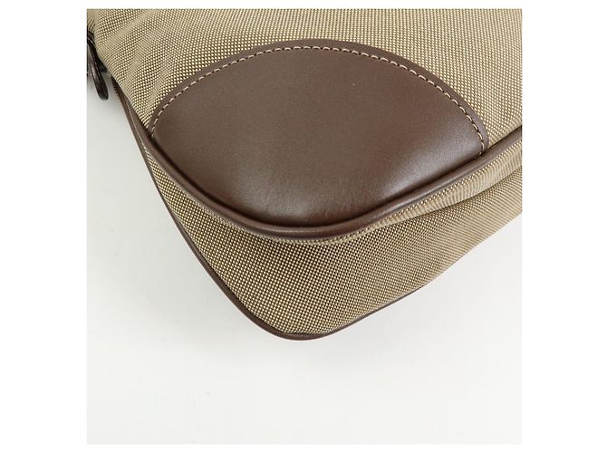 Borsa a tracolla e a spalla PRADA in tela jacquard e pelle Beige Brown - vista 9