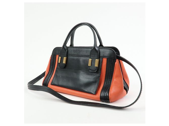 Chloé Borsa 2Way Chloe Logo Alice in pelle Borsa a mano Borsa a tracolla Arancione Nero - vista 3