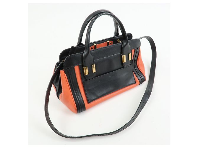 Chloé Borsa 2Way Chloe Logo Alice in pelle Borsa a mano Borsa a tracolla Arancione Nero - vista 4