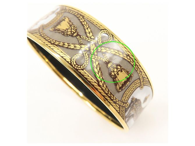 Hermès HERMES Email GM Bracciale Rigido Placcato Oro Oro Grigio Bianco - vista 8