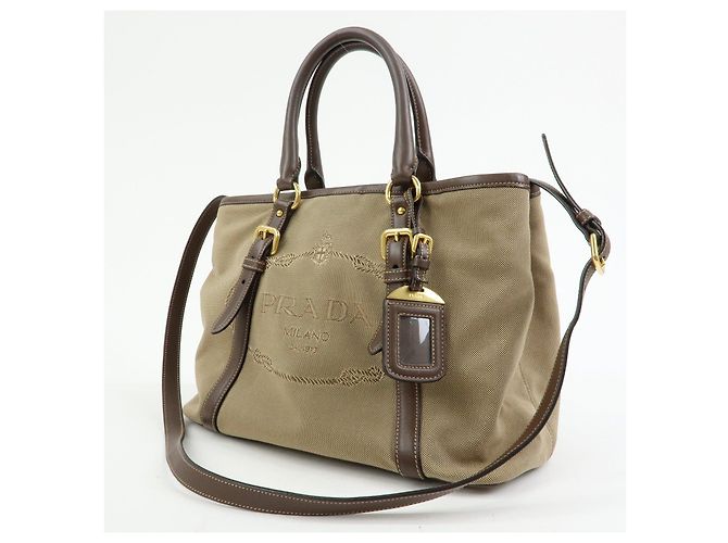 Borsa 2Way in pelle e tela jacquard con logo triangolare PRADA Hand Bag BN2832 - vista 3