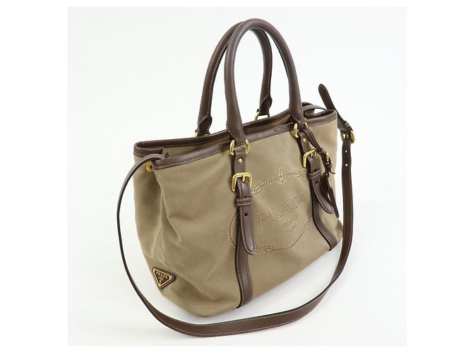 Borsa 2Way in pelle e tela jacquard con logo triangolare PRADA Hand Bag BN2832 - vista 4
