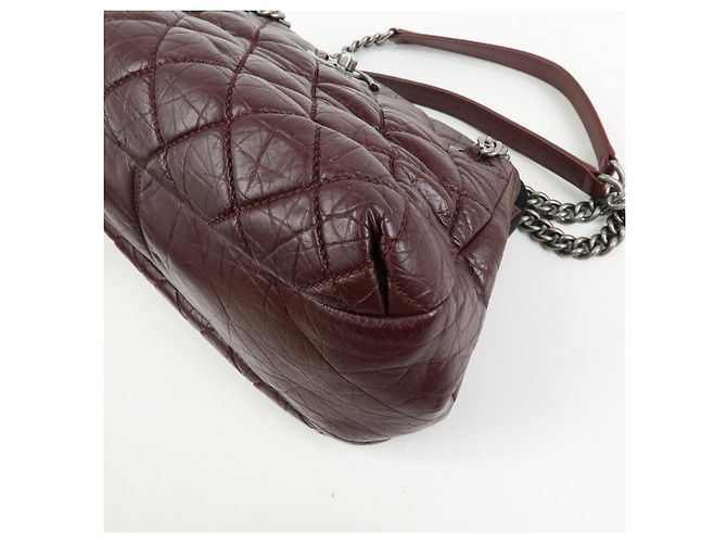 Borsa a spalla a catena in pelle CHANEL Matelasse COCO Mark Bordeaux Argento - vista 10