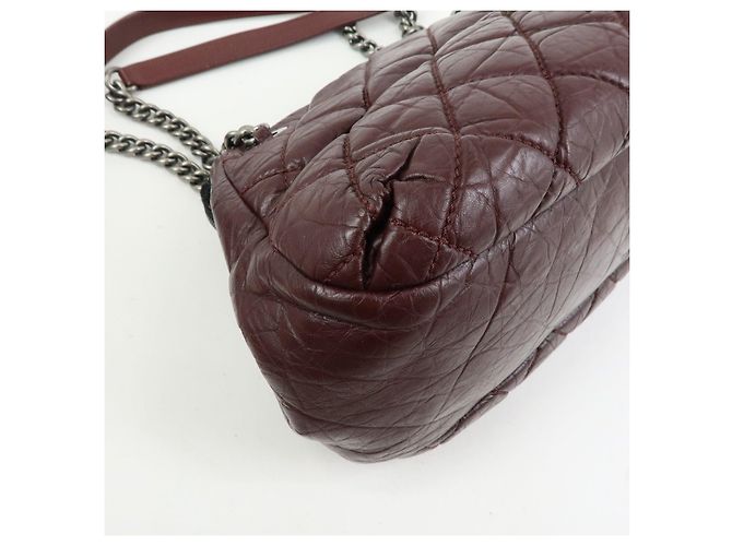 Borsa a spalla a catena in pelle CHANEL Matelasse COCO Mark Bordeaux Argento - vista 11