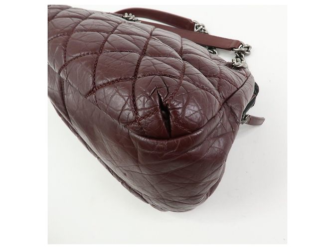 Borsa a spalla a catena in pelle CHANEL Matelasse COCO Mark Bordeaux Argento - vista 12