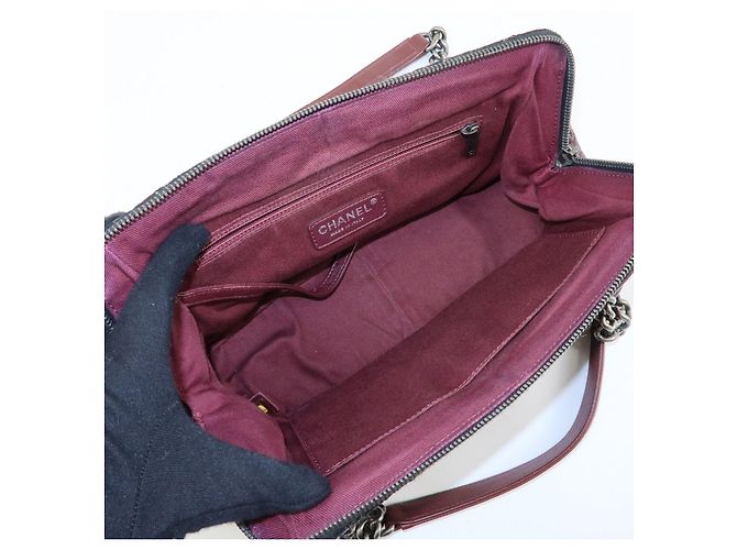 Borsa a spalla a catena in pelle CHANEL Matelasse COCO Mark Bordeaux Argento - vista 18