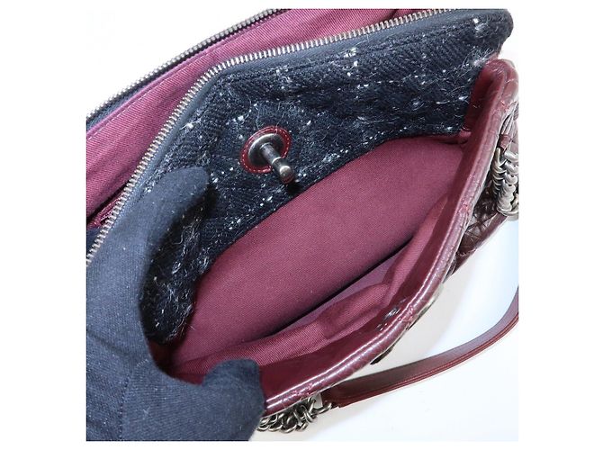 Borsa a spalla a catena in pelle CHANEL Matelasse COCO Mark Bordeaux Argento - vista 20