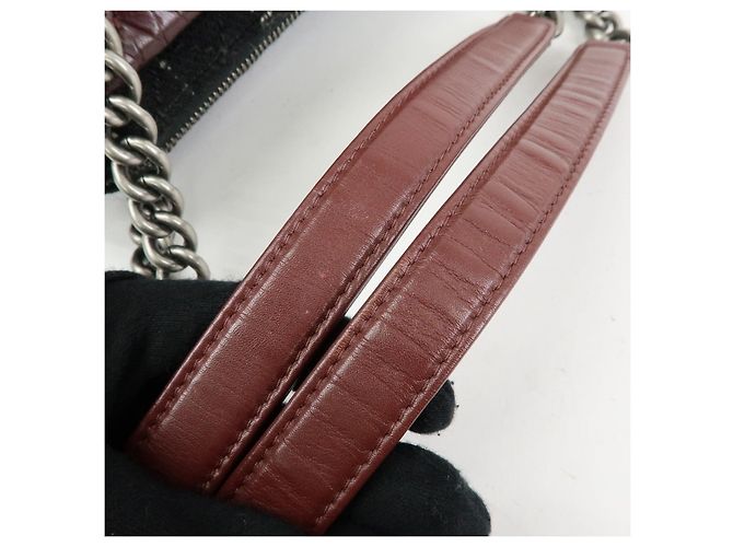Borsa a spalla a catena in pelle CHANEL Matelasse COCO Mark Bordeaux Argento - vista 7