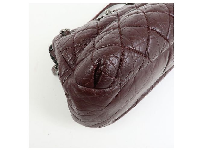 Borsa a spalla a catena in pelle CHANEL Matelasse COCO Mark Bordeaux Argento - vista 9
