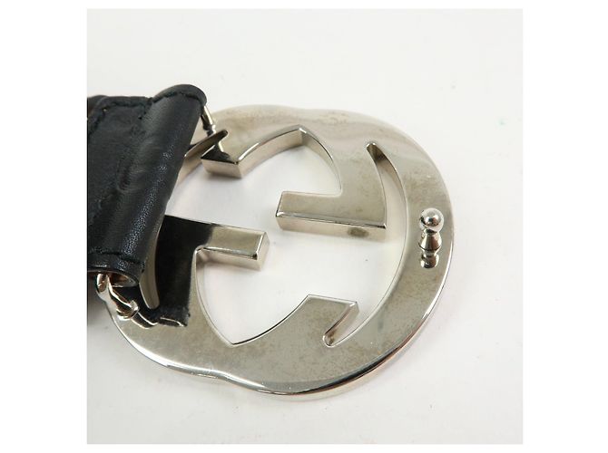 GUCCI Interlocking G Guccissima Ledergürtel Schwarz Silber 114984 - Ansicht 10