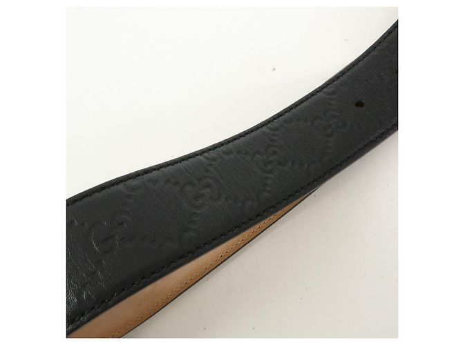 GUCCI Interlocking G Guccissima Ledergürtel Schwarz Silber 114984 - Ansicht 11