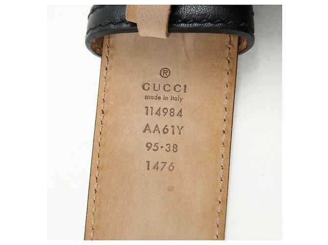 GUCCI Interlocking G Guccissima Ledergürtel Schwarz Silber 114984 - Ansicht 14