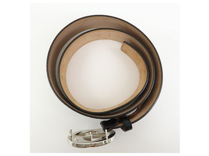 GUCCI Interlocking G Guccissima Ledergürtel Schwarz Silber 114984 - Ansicht 4