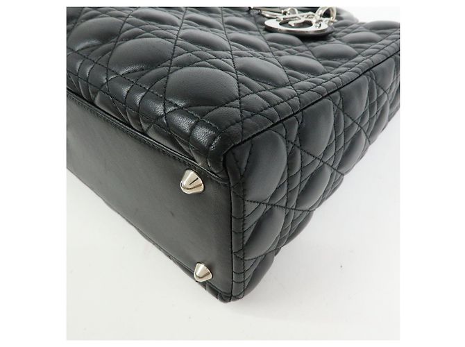 Borsa Christian Dior Lady Dior Cannage in pelle d'agnello nera - vista 10