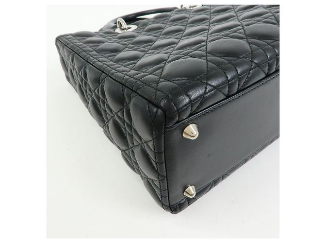 Borsa Christian Dior Lady Dior Cannage in pelle d'agnello nera - vista 11