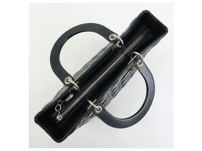 Borsa Christian Dior Lady Dior Cannage in pelle d'agnello nera - vista 16