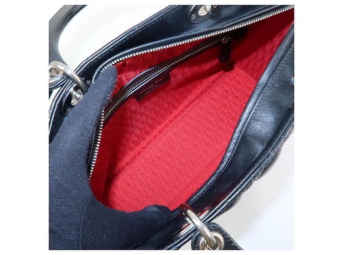 Borsa Christian Dior Lady Dior Cannage in pelle d'agnello nera - vista 18