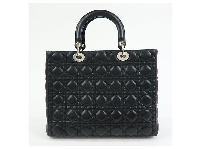 Borsa Christian Dior Lady Dior Cannage in pelle d'agnello nera - vista 2