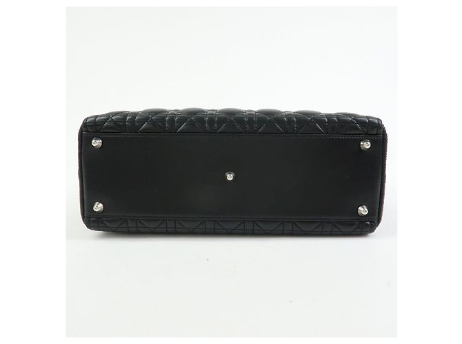 Borsa Christian Dior Lady Dior Cannage in pelle d'agnello nera - vista 5