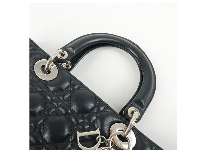 Borsa Christian Dior Lady Dior Cannage in pelle d'agnello nera - vista 6