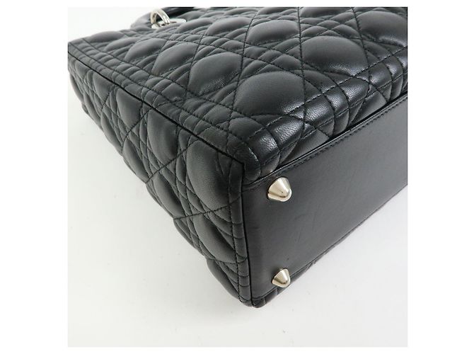 Borsa Christian Dior Lady Dior Cannage in pelle d'agnello nera - vista 9