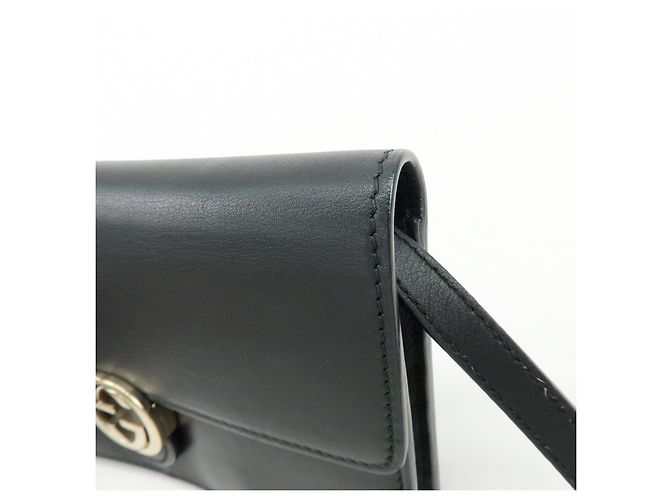 GUCCI Borsa a spalla e tracolla in pelle Interlocking G Nera 369664 - vista 11