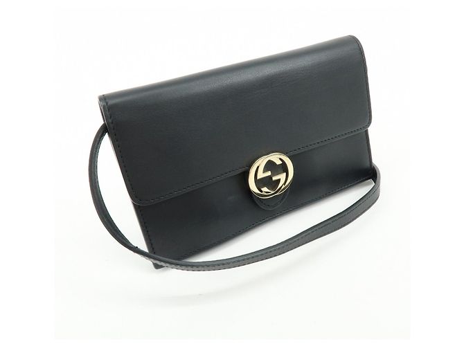 GUCCI Borsa a spalla e tracolla in pelle Interlocking G Nera 369664 - vista 3