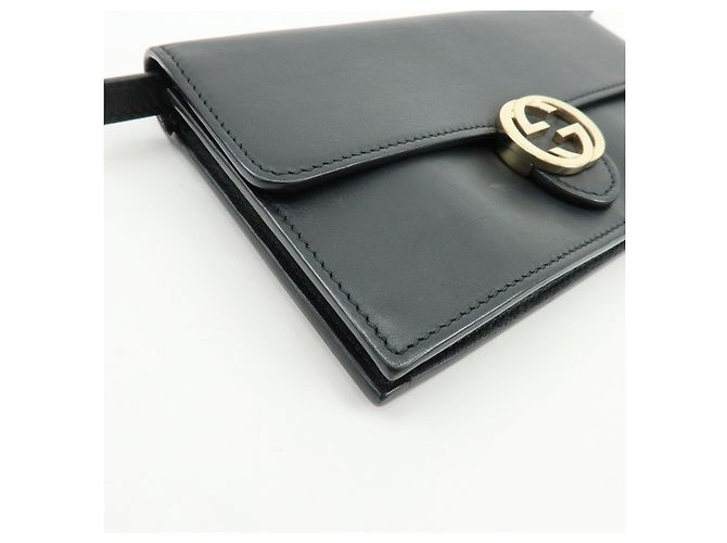 GUCCI Borsa a spalla e tracolla in pelle Interlocking G Nera 369664 - vista 8