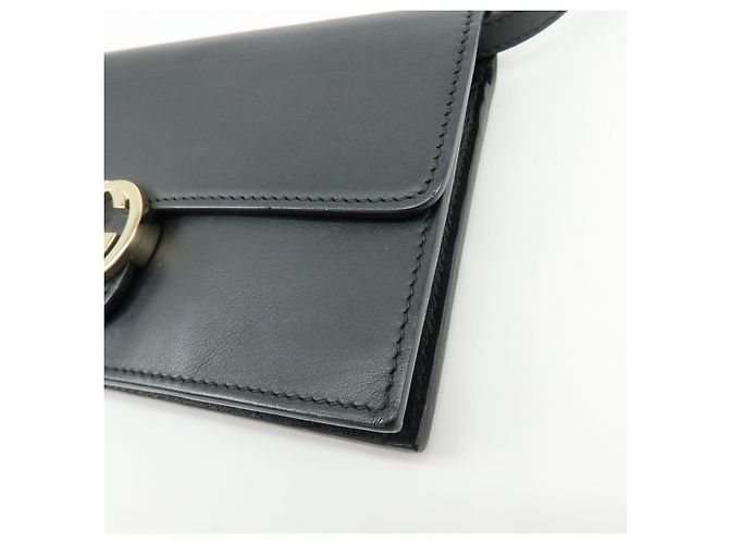GUCCI Borsa a spalla e tracolla in pelle Interlocking G Nera 369664 - vista 9