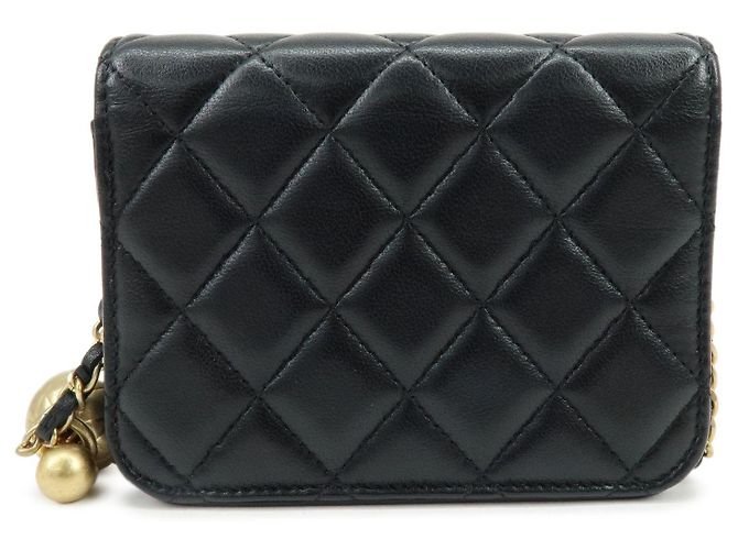 CHANEL Mini Borsa a Spalla con Catena in Pelle d'Agnello Matelassé Nero - vista 2