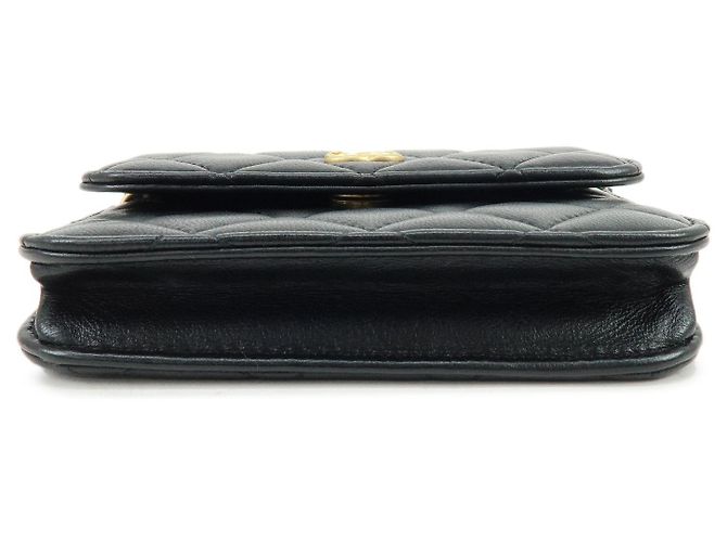 CHANEL Mini Borsa a Spalla con Catena in Pelle d'Agnello Matelassé Nero - vista 3