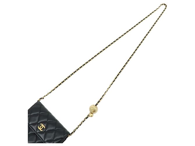 CHANEL Mini Borsa a Spalla con Catena in Pelle d'Agnello Matelassé Nero - vista 4