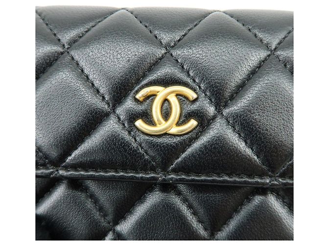 CHANEL Mini Borsa a Spalla con Catena in Pelle d'Agnello Matelassé Nero - vista 7