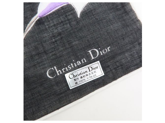 Christian Dior Set di 3 sciarpe 100% cotone stampa floreale blu navy nero - vista 13