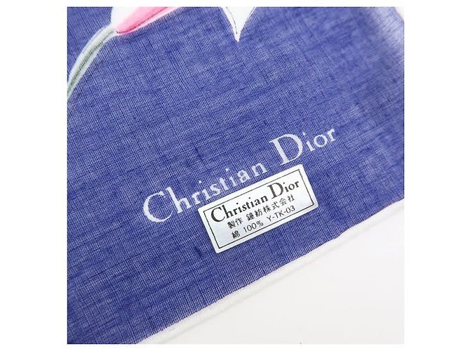 Christian Dior Set di 3 sciarpe 100% cotone stampa floreale blu navy nero - vista 4