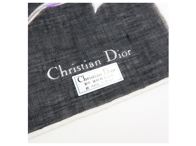 Christian Dior Set di 3 sciarpe 100% cotone stampa floreale blu navy nero - vista 9