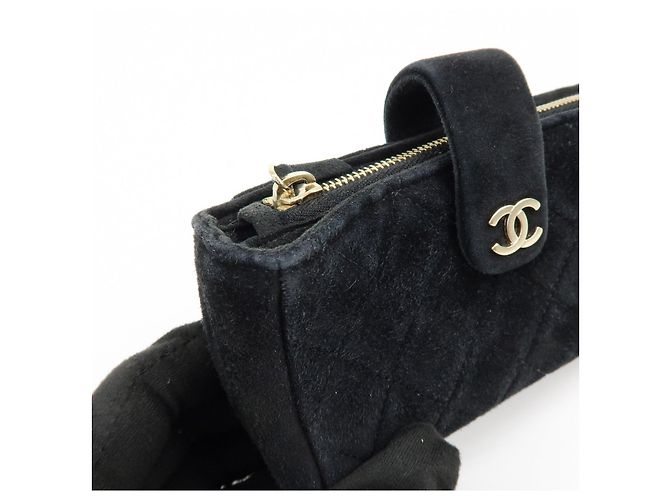 CHANEL Matelasse COCO Mark Beauty Case in camoscio Nero - vista 11