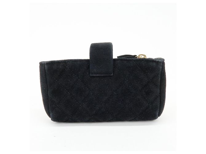 CHANEL Matelasse COCO Mark Beauty Case in camoscio Nero - vista 2
