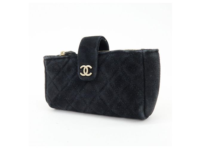 CHANEL Matelasse COCO Mark Beauty Case in camoscio Nero - vista 3