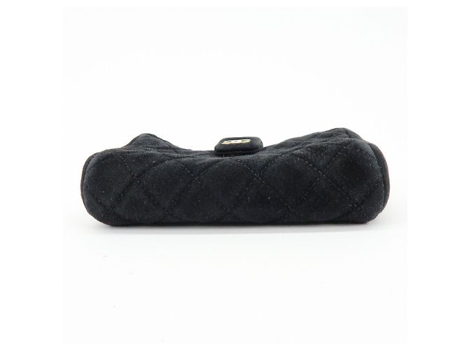 CHANEL Matelasse COCO Mark Beauty Case in camoscio Nero - vista 5