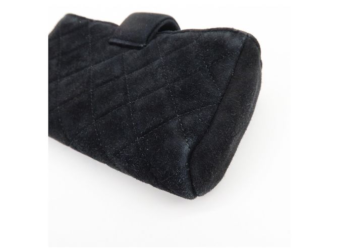 CHANEL Matelasse COCO Mark Beauty Case in camoscio Nero - vista 8