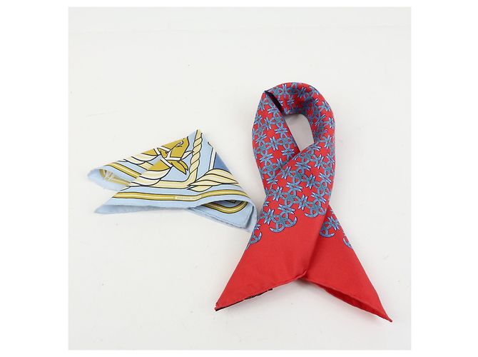 Hermès HERMES Carre 42/20 Set aus 2 Seidentüchern 100% QUADRIGE Rot Blau - Ansicht 20