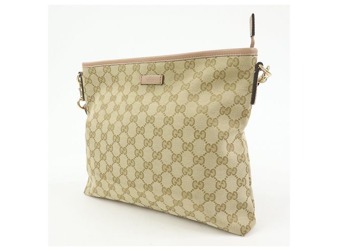 Borsa a tracolla GUCCI GG Canvas Leather Beige Pink 388924 - vista 3