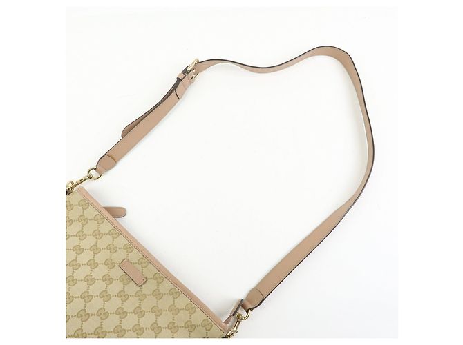 Borsa a tracolla GUCCI GG Canvas Leather Beige Pink 388924 - vista 6