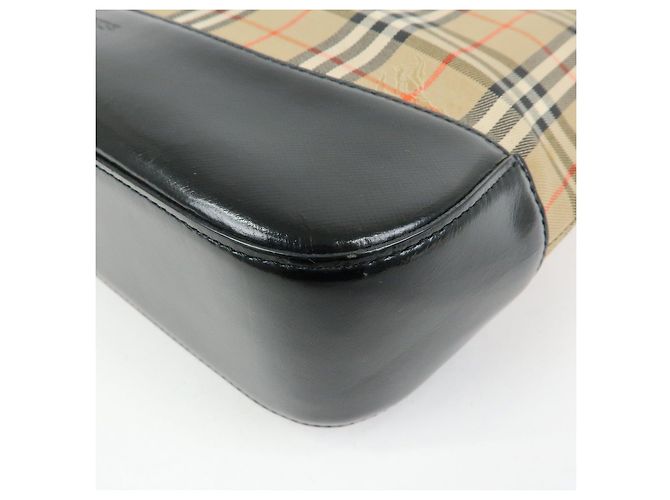 Borsa a spalla BURBERRY in tela e pelle Nova Plaid Beige Black - vista 11