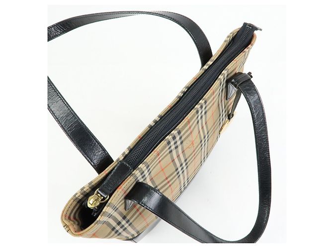 Borsa a spalla BURBERRY in tela e pelle Nova Plaid Beige Black - vista 21
